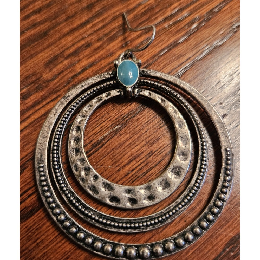 Premier Designs Around Town Dangle Boho Earrings Blue Faux Turquoise - Picture 3 of 4